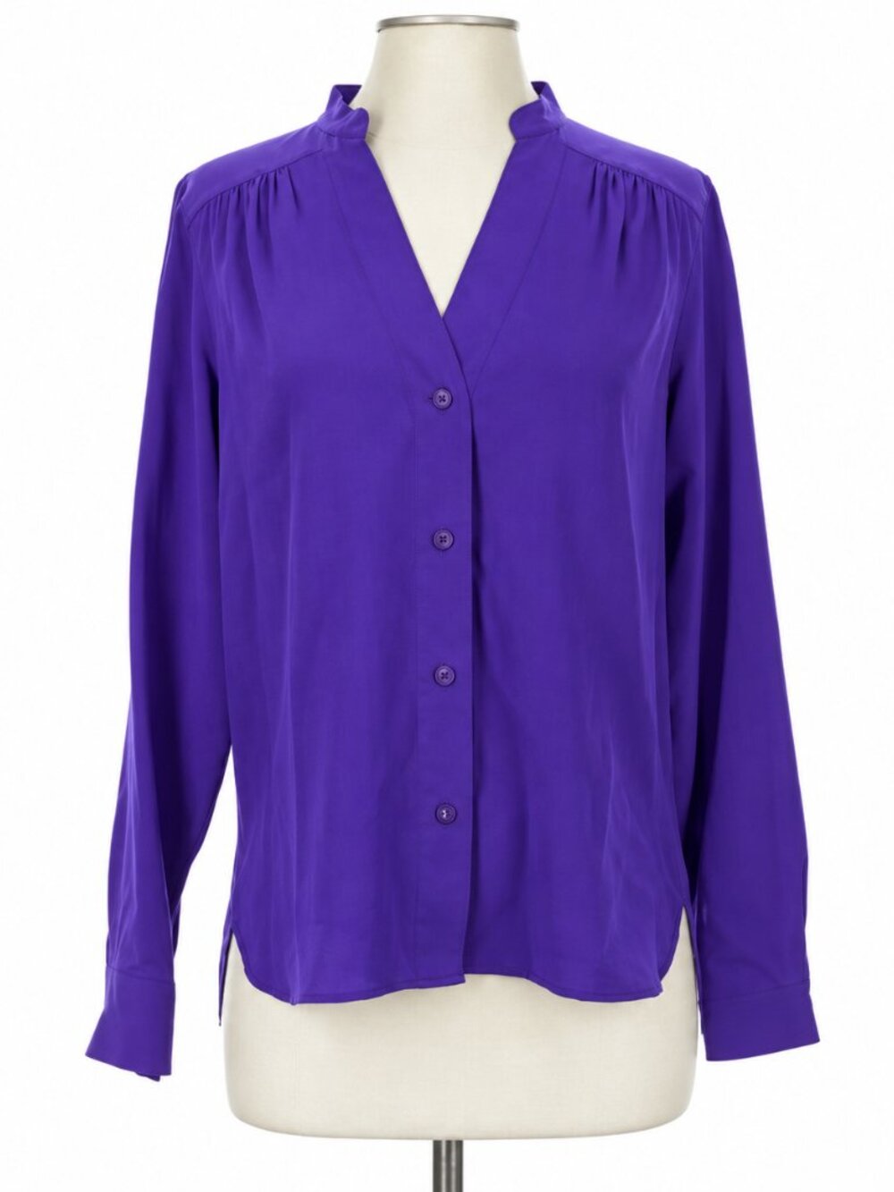 Diane von Furstenberg DVF Purple V-Neck Button Front Blouse Size 6